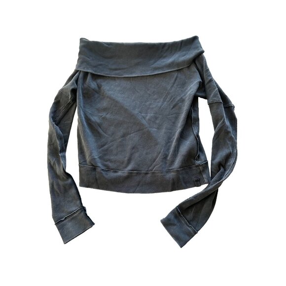 We The Free Small Not The Same Tee Off the Shoulder Grey Boho Slouchy - Picture 2 of 10